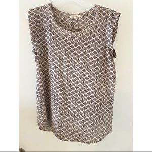 Cream blouse with navy blue detail